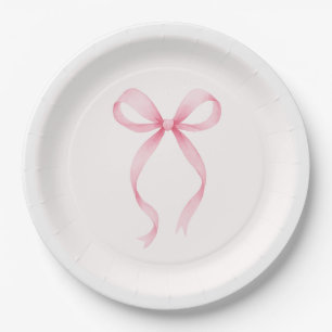 Plato De Papel Despedida de soltera con lazo rosa