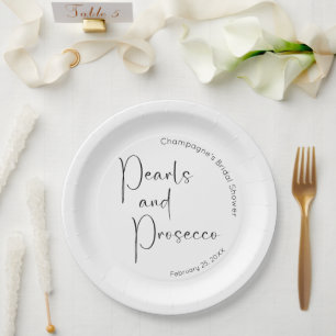 Plato De Papel Despedida de Soltera con Letra Moderna Perlas y Pr