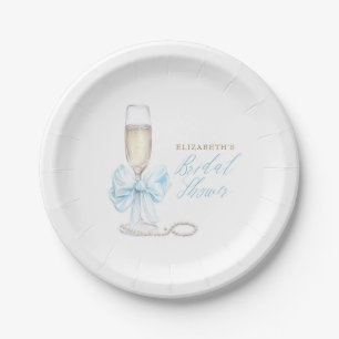 Plato De Papel Despedida de soltera con perlas y Prosecco
