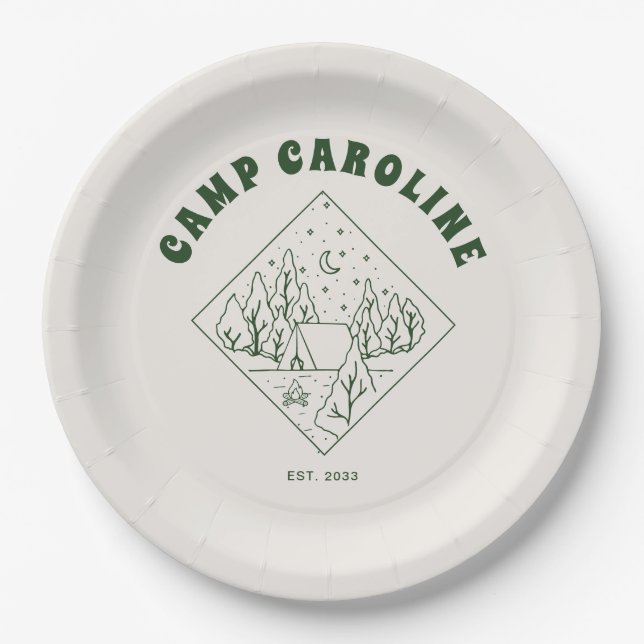 Plato De Papel Despedida de soltera con tema de camping (Anverso)