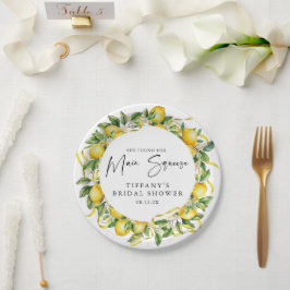 Plato De Papel Despedida de soltera con tema de limón cítrico mod