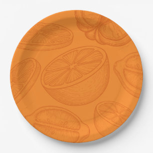 Plato De Papel Despedida de Soltera de Citrus Minimalista Brillan
