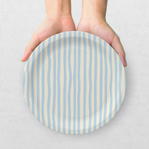 Plato De Papel Despedida de Soltera de Esquí de Rayas Azules y Cr