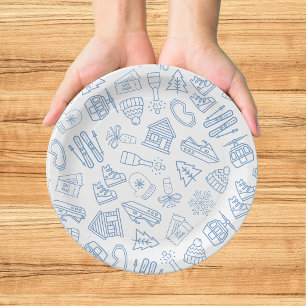 Plato De Papel Despedida de soltera de esquí Último brindis Azul