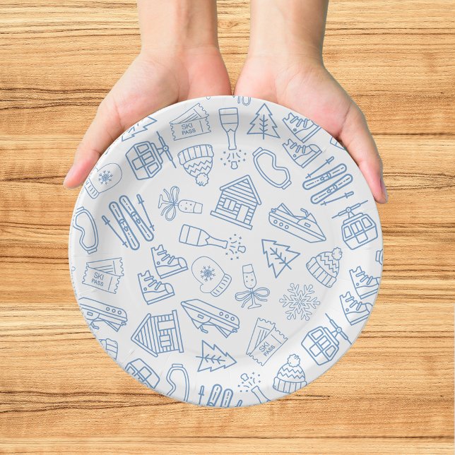 Plato De Papel Despedida de soltera de esquí Último brindis Azul  (Subido por el creador)