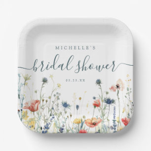 Plato De Papel Despedida de soltera de flores silvestres vibrante