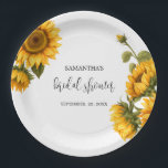 Plato De Papel Despedida de soltera de girasoles brillantes<br><div class="desc">Plato de papel minimalista Despedida de soltera de girasoles amarillos brillantes y hermosos y hojas verdes.</div>