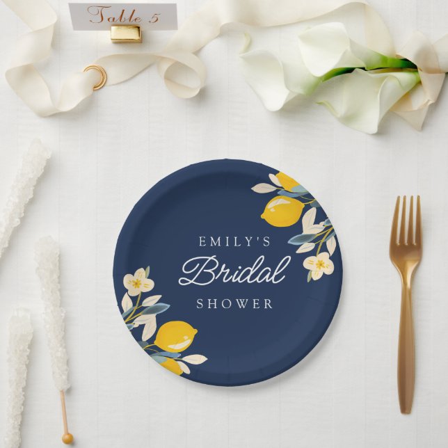 Plato De Papel Despedida de soltera de limón cítrico (Boda)