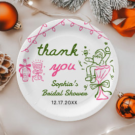 Plato De Papel Despedida de soltera de Navidad dibujada a mano