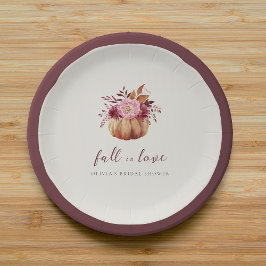 Plato De Papel Despedida de soltera de otoño con calabaza y flore