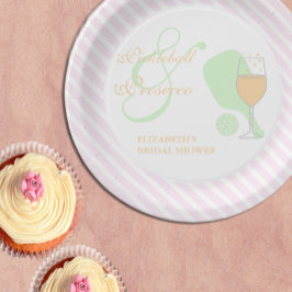 Plato De Papel Despedida de soltera de pickleball y prosecco