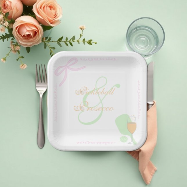 Plato De Papel Despedida de soltera de pickleball y prosecco (Subido por el creador)