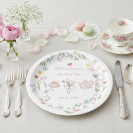 Plato De Papel Despedida de Soltera de Té Caprichoso Dibujado a M