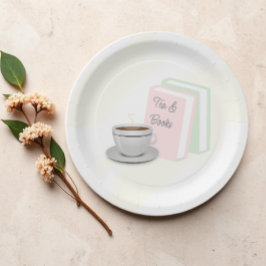Plato De Papel Despedida de soltera de té y libros