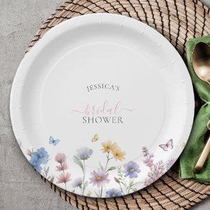 Plato De Papel Despedida de soltera elegante de flores silvestres