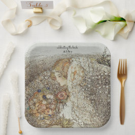 Plato De Papel Despedida de soltera floral vintage Art Nouveau