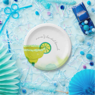 Plato De Papel Despedida de soltera Greeny Watercolor Tacos & Teq