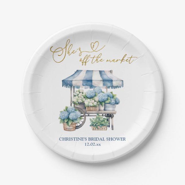 Plato De Papel Despedida de soltera Hortensia Azul Está fuera del (Anverso)