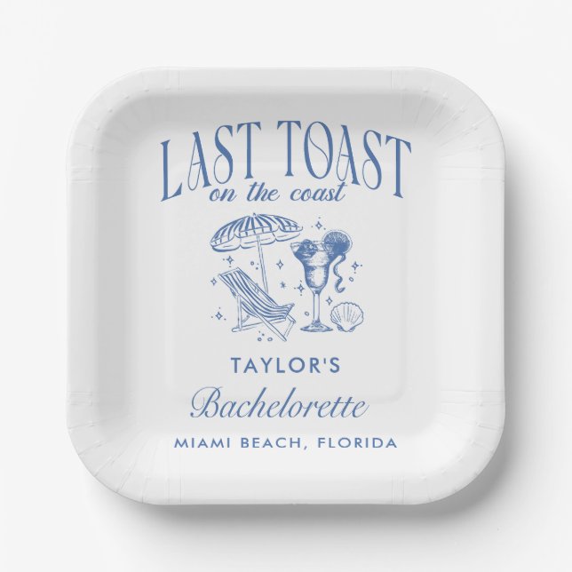 Plato De Papel Despedida de soltera Last Toast on the Coast (Anverso)