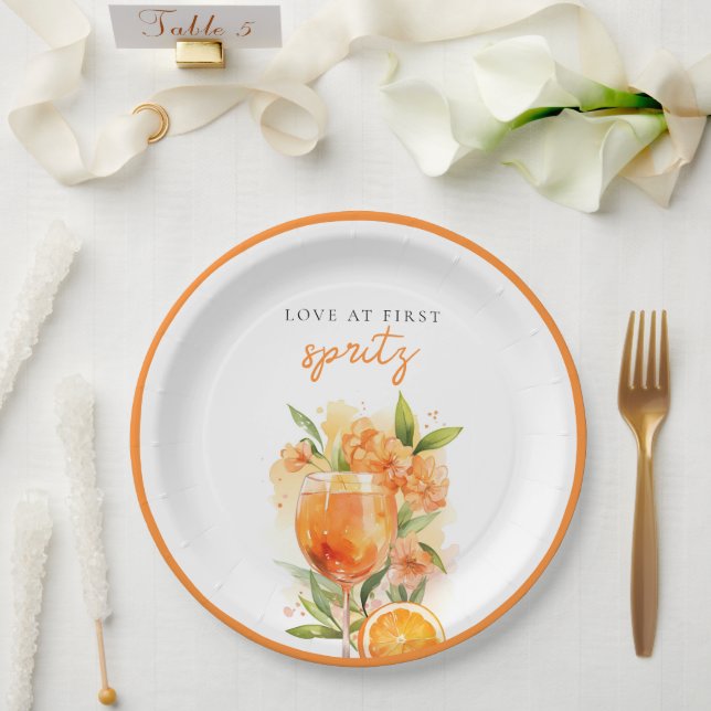 Plato De Papel Despedida de Soltera Love at First Spritz (Boda)