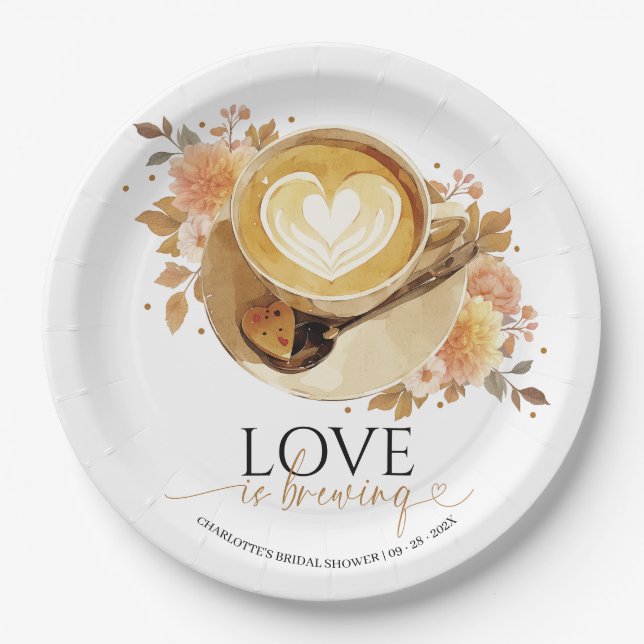 Plato De Papel Despedida de Soltera Love Is Brewing (Anverso)