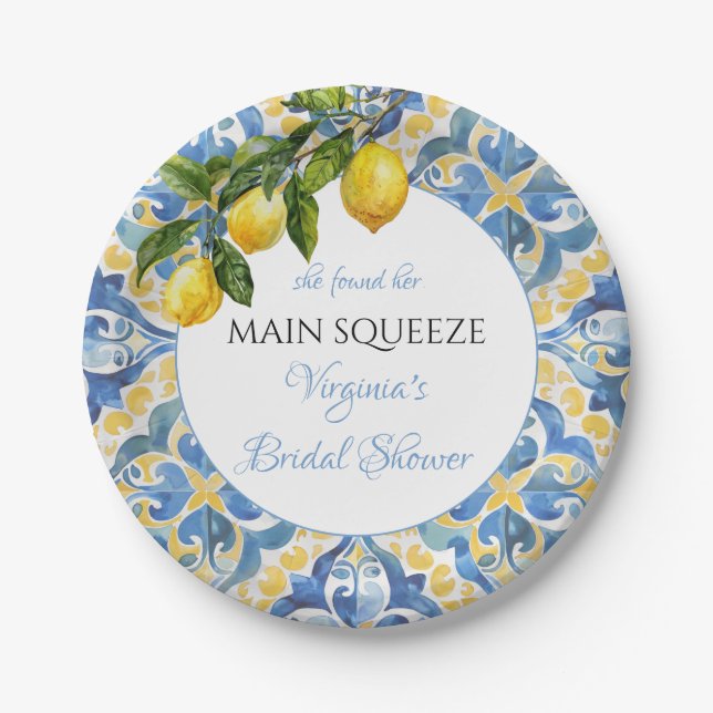 Plato De Papel Despedida de Soltera Main Squeeze Mediterráneo Lim (Anverso)