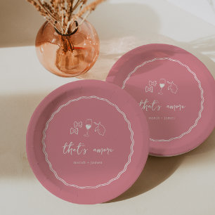 Plato De Papel Despedida de soltera manuscrita "That's Amore"