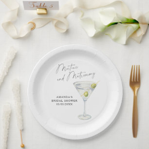 Plato De Papel Despedida de soltera Martinis y Matrimonio