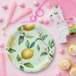 Plato De Papel Despedida de soltera moderna en amarillo limón con