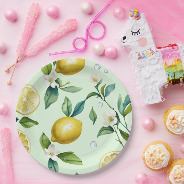 Plato De Papel Despedida de soltera moderna en amarillo limón con (Fiesta)