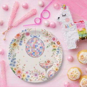 Plato De Papel Despedida de Soltera Pastel Floral Disco Jardín