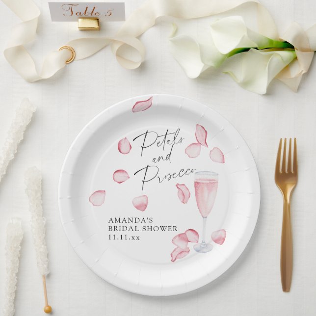 Plato De Papel Despedida de soltera Pétalos y Prosecco (Boda)