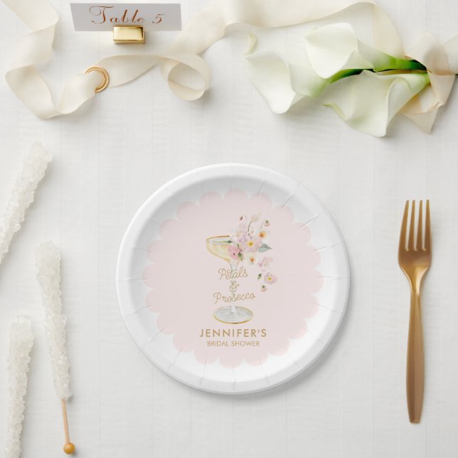 Plato De Papel Despedida de Soltera Pétalos y Prosecco Personaliz (Boda)