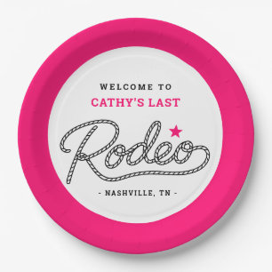Plato De Papel Despedida de soltera Pink Her Last Rodeo