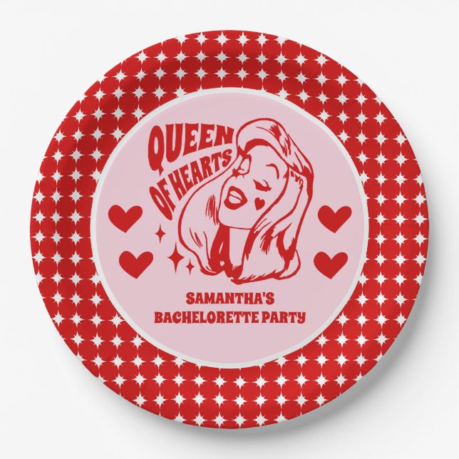 Plato De Papel Despedida de soltera Reina de Corazones (Anverso)