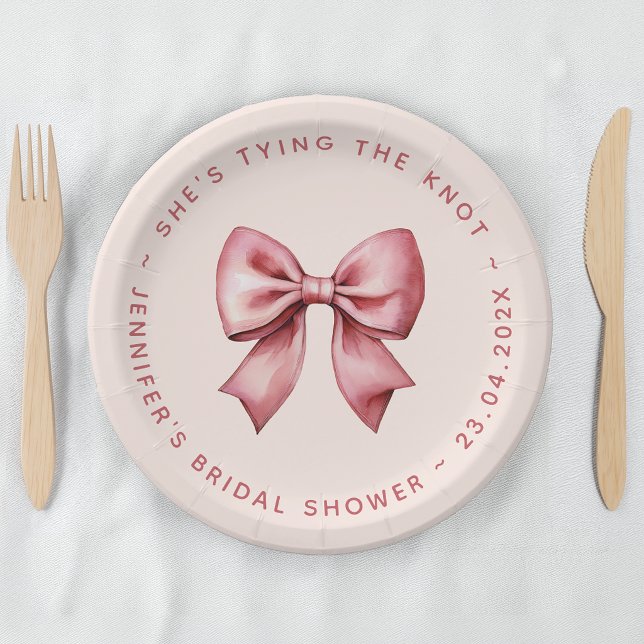 Plato De Papel Despedida de soltera rosa Lazo rojo Ella se casa (Subido por el creador)