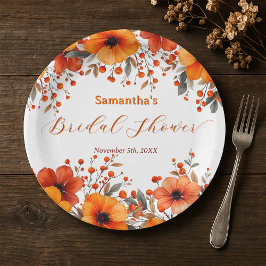Plato De Papel Despedida de soltera rústica bohemio otoño naranja
