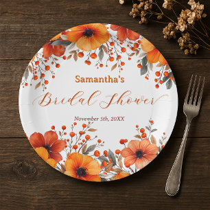 Plato De Papel Despedida de soltera rústica bohemio otoño naranja