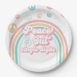 Plato De Papel Despedida Dígitos Únicos Retro Arcoíris Verano