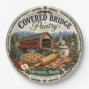 Plato De Papel Despensa del Puente Cubierto Fryeburg Maine Melami