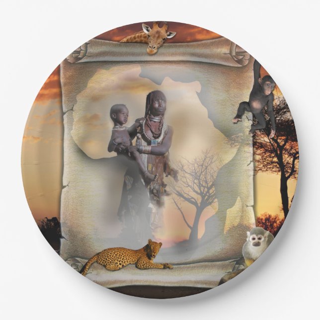 Plato De Papel Desplazamiento africano (Anverso)