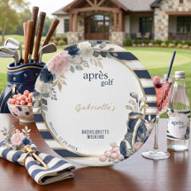 Después del Golf Soltera Azul Elegante Floral Clás