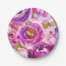 Destellos de Rosa Purpura Dorado Floral Chic Moder