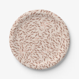 Plato De Papel Detalles Botánicos Hojas Rústicas Rosadas Glam Bod