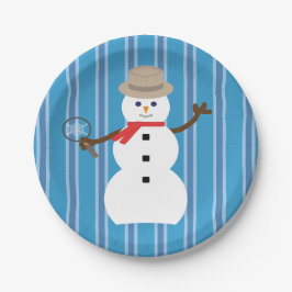 Plato De Papel Detective de Snowman azul divertido y divertido