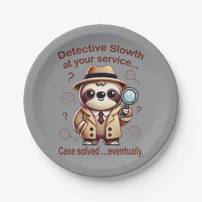 Plato De Papel "Detective Sloth" Sloth Private Eye (Anverso)
