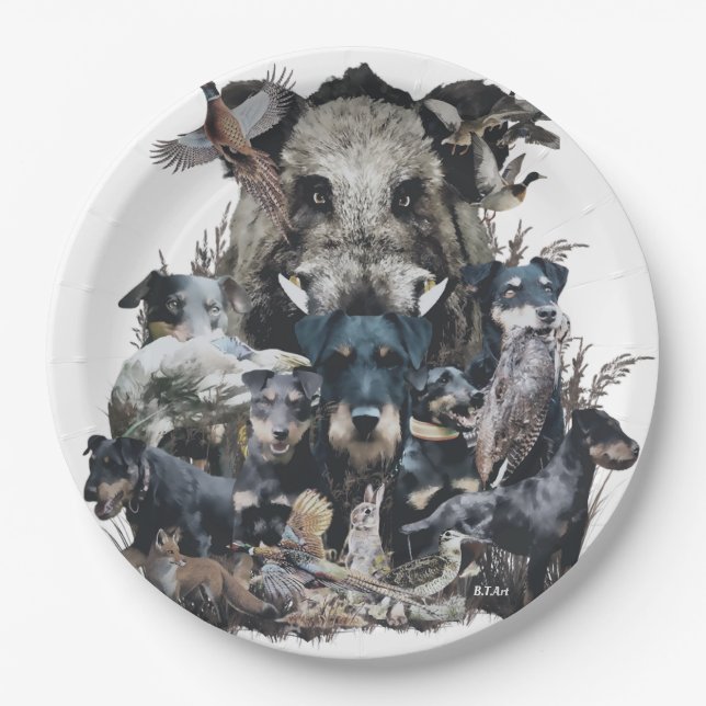 Plato De Papel Deutscher Jagdterrier (Anverso)