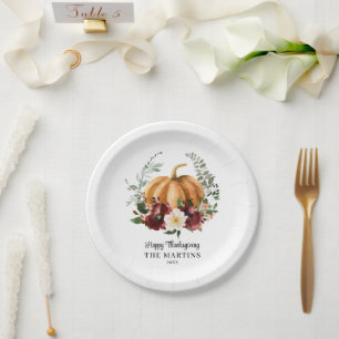 Plato De Papel Día de Acción de Gracias de la Calabaza Caída