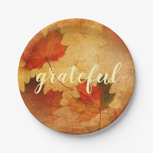 Plato De Papel Día de Acción de Gracias de Otoño (Anverso)