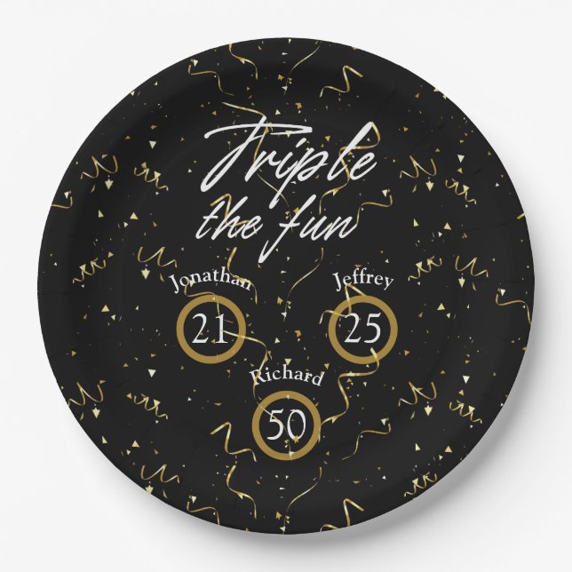 Plato De Papel Día de Cumpleaños Conjunto Triple The Divertido (Anverso)